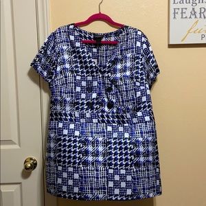 Blue black pattern blouse